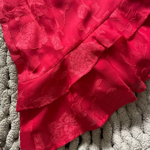 Lulus Days With You Red Floral Burnout Ruffled Mini Dress - Size S - Picture 6 of 6